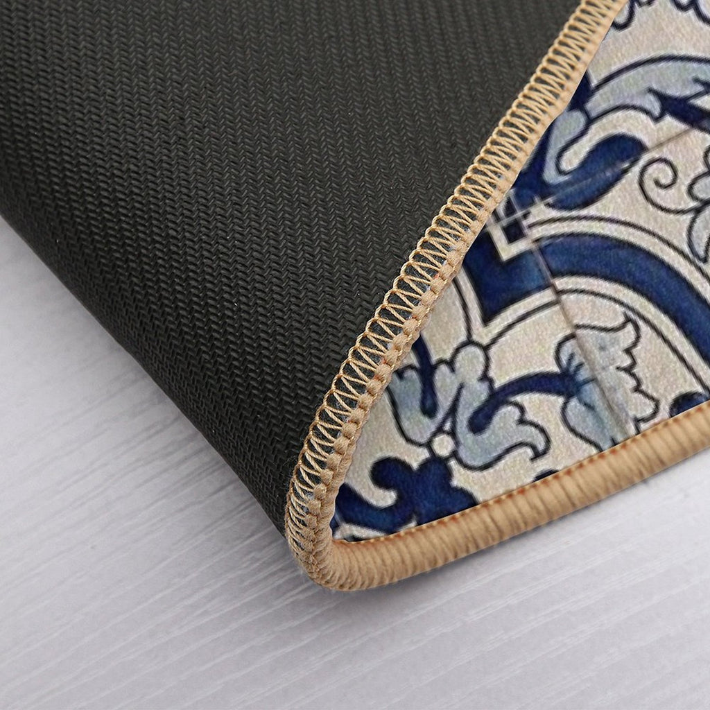 Beautiful Blue Portuguese Tile - Azulejo  Easy Maintenance Bath Mat