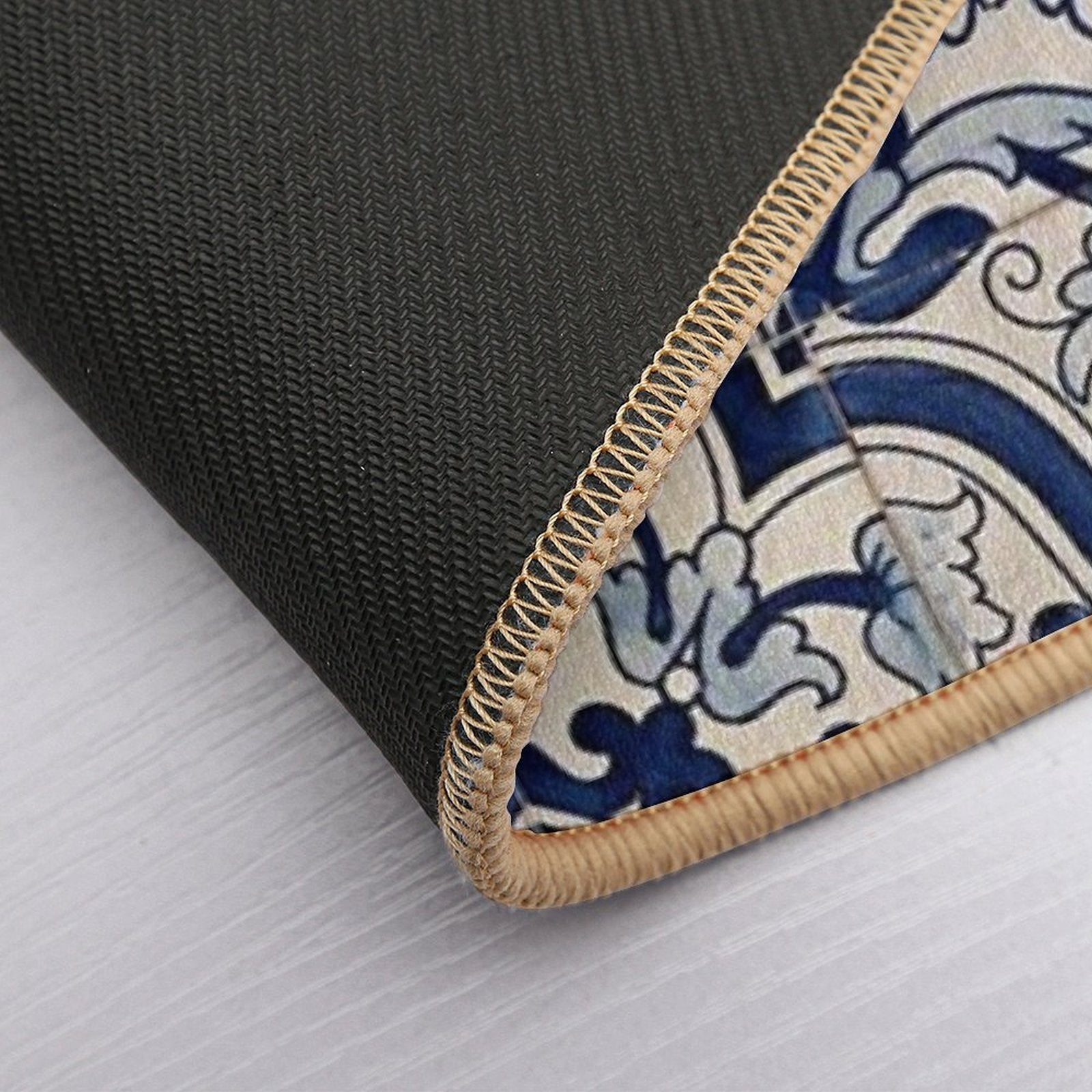 Beautiful Blue Portuguese Tile - Azulejo  Easy Maintenance Bath Mat