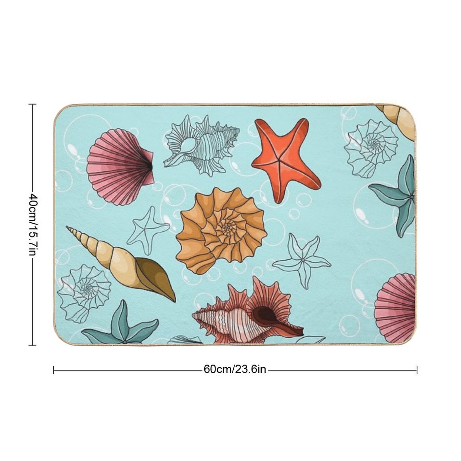 Marine Theme, Sea, Background, Beach, Summer, Ornament, Underwater, Starfish, Shells  Stain-Proof Bath Mat
