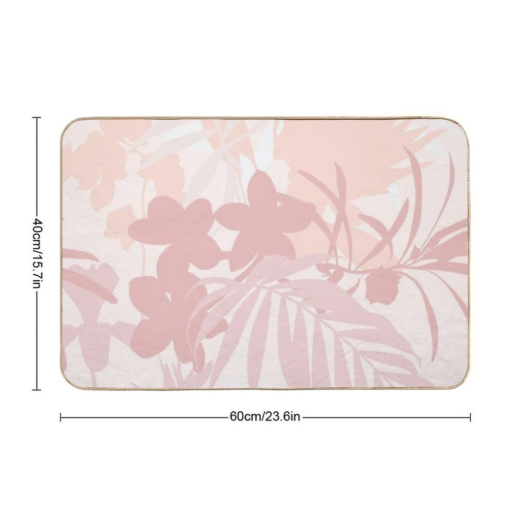 Tropical Flowers, Garden Flowers And Leaves.  Pet-Safe Bath Mat