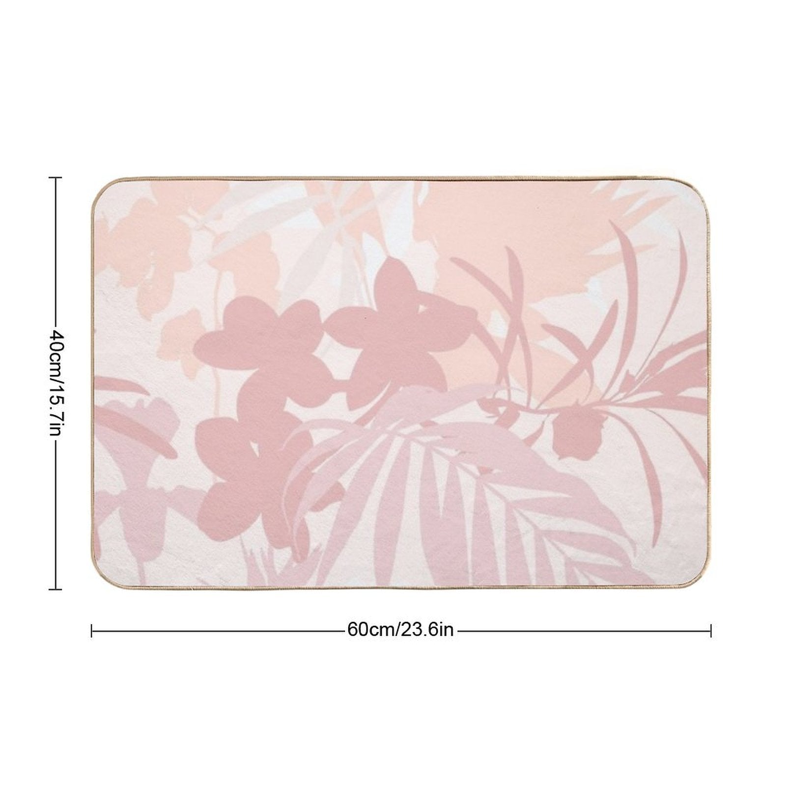 Tropical Flowers, Garden Flowers And Leaves.  Pet-Safe Bath Mat