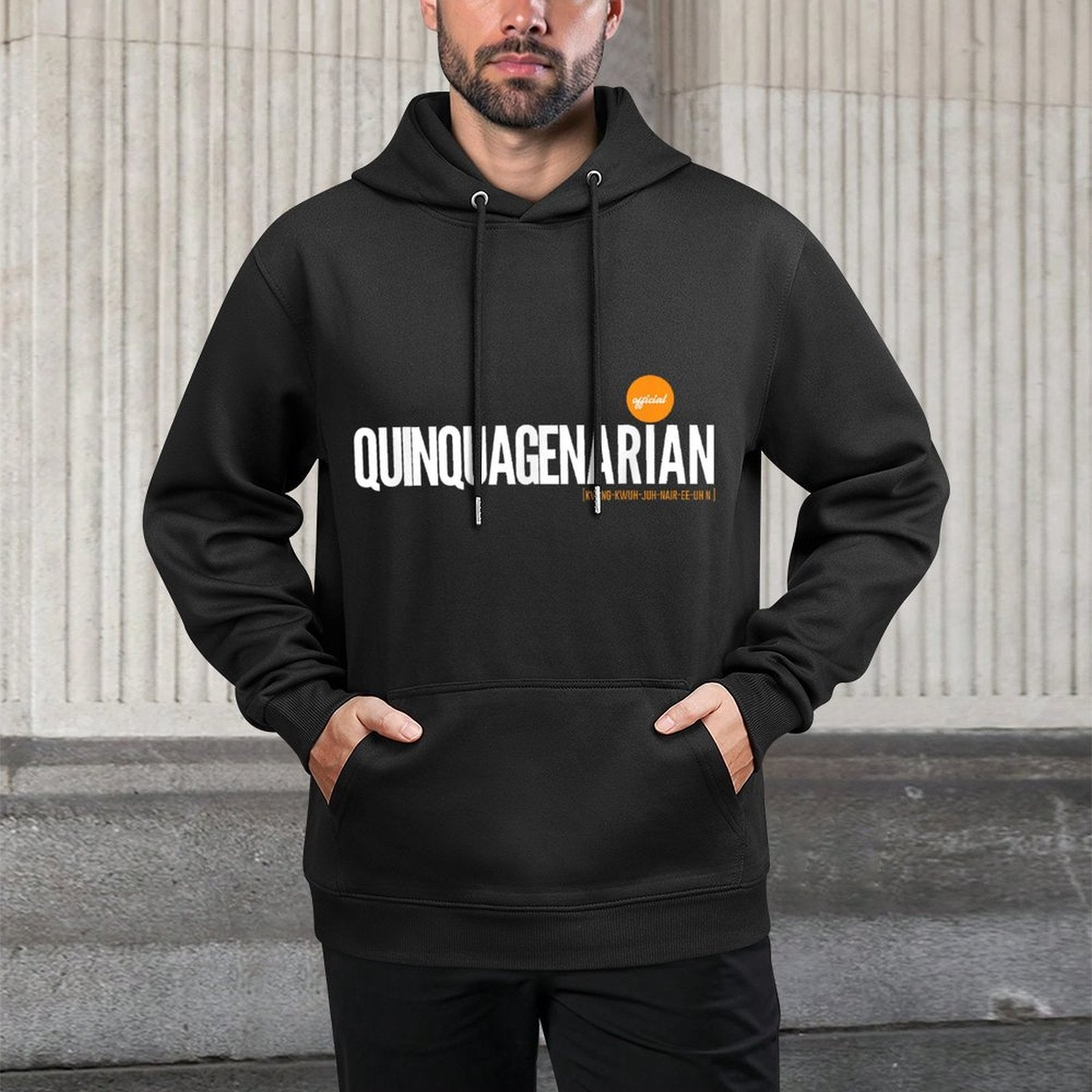 50th Birthday Gift. Official Quinquagenarian Kangaroo Pocket Hoodie