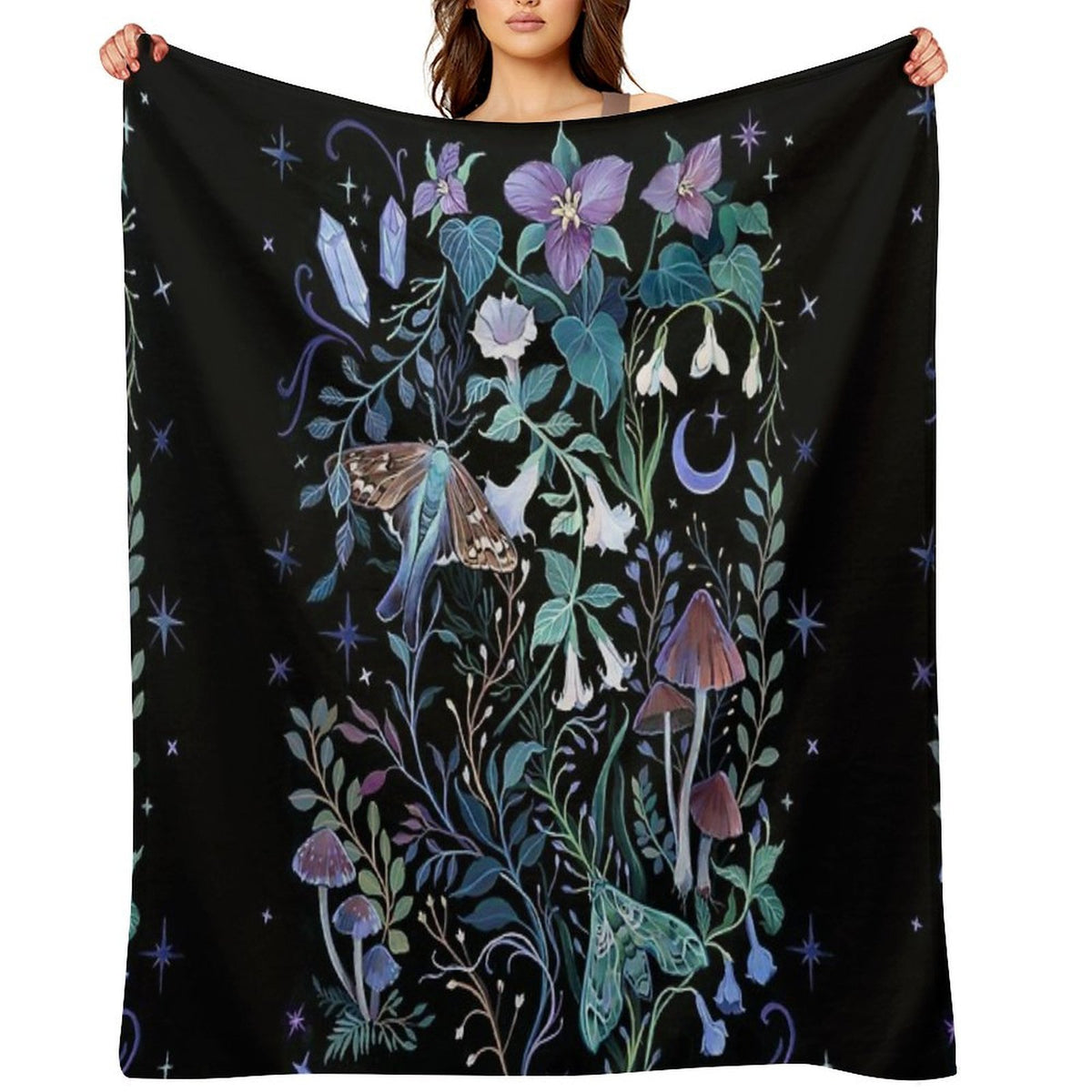 Night Garden Moth Anti-pilling Throw Blanket