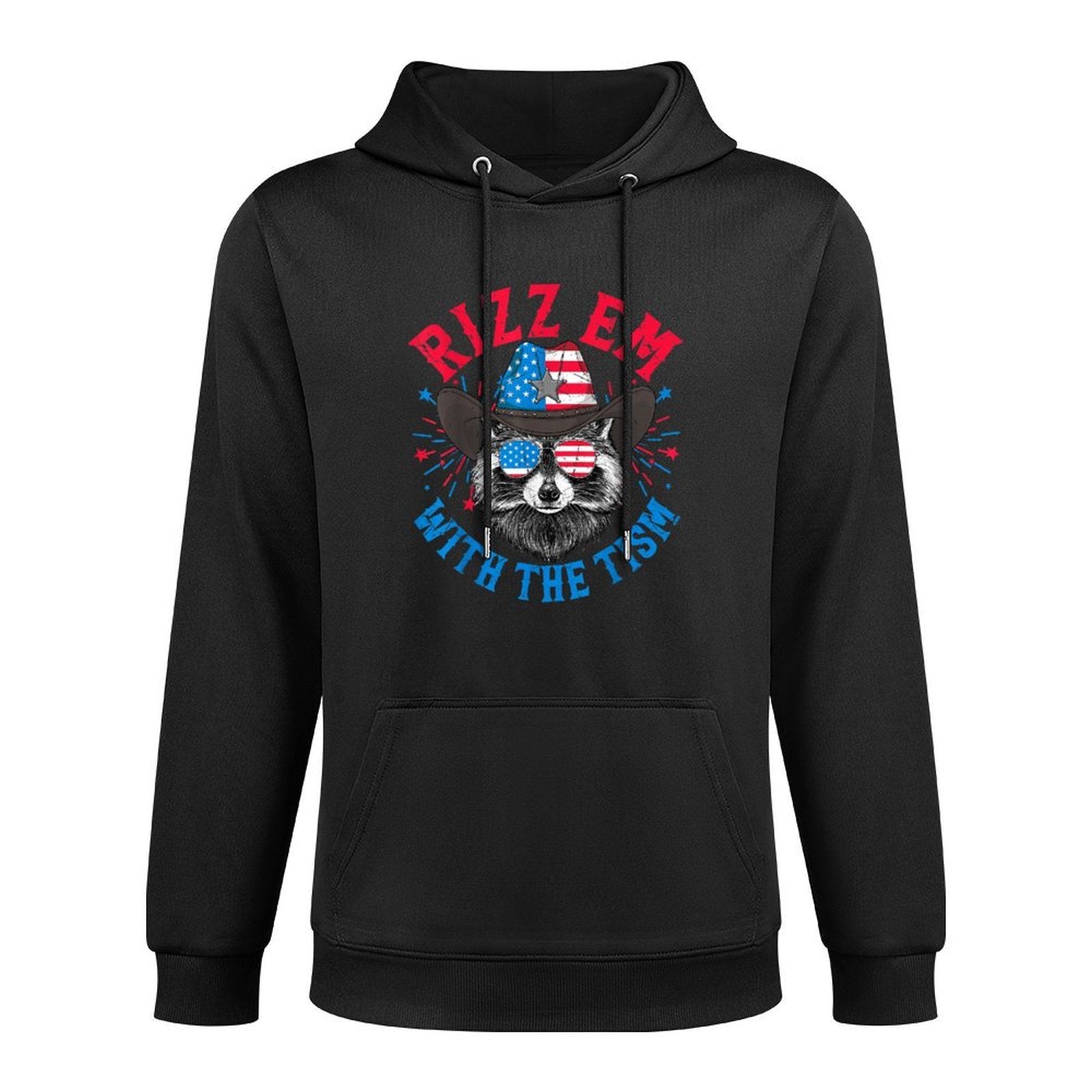 Rizz Em With The Tism Raccoon 4th of July Funny Autism Meme Machine Washable Hoodie