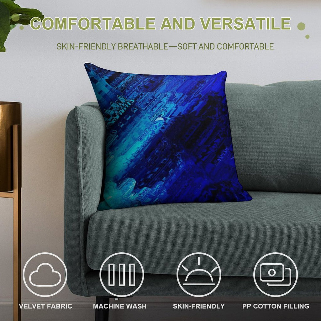 Cobalt Soft Short Plush Fabric Throw Pillow