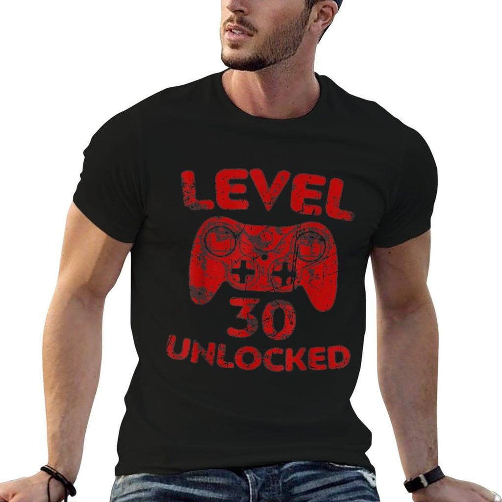 Level 30 Unlocked  Video Gamer 30th Birthday Funny Idea  Wrinkle-resistant T-Shirt