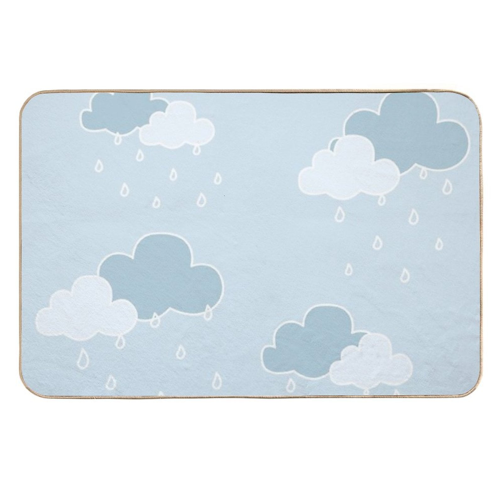 Clouds with Rain Drop Blue Background  Multi-Purpose Bath Mat