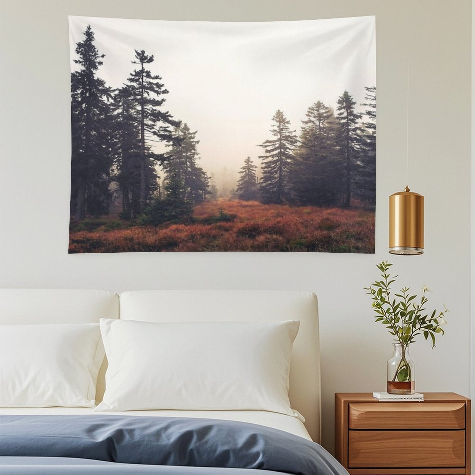 You Are Here  Wild Romantic Misty Fairytale Wilderness Forest With Cascadia Trees Covered In Magic Foggy Sunlight Tapestry