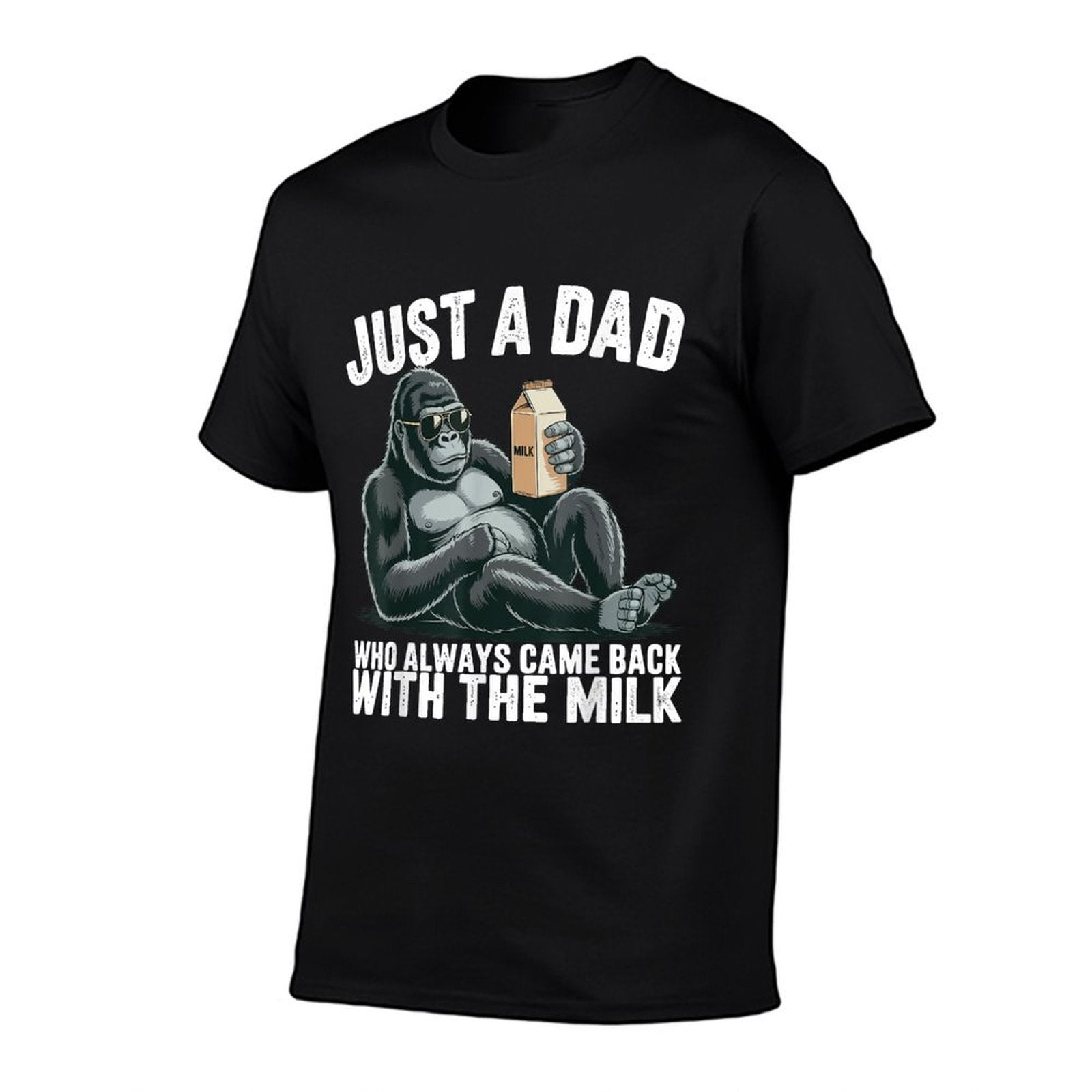 Fathers Day Just A Dad Who Always Came Back With Milk  Rolled Sleeves T-Shirt
