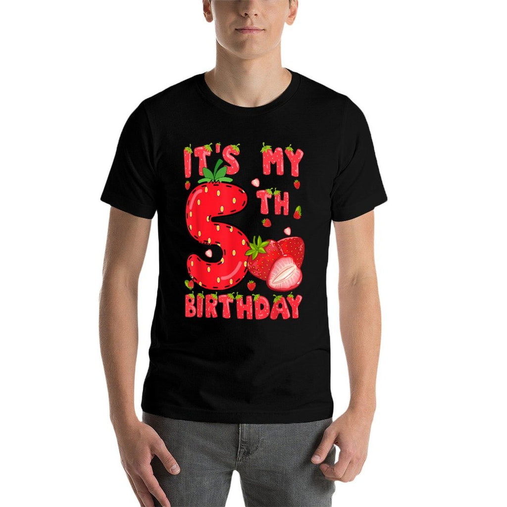 It's My 5th Birthday Strawberry 5 Year Old Birthday Girls  Rolled Sleeves T-Shirt