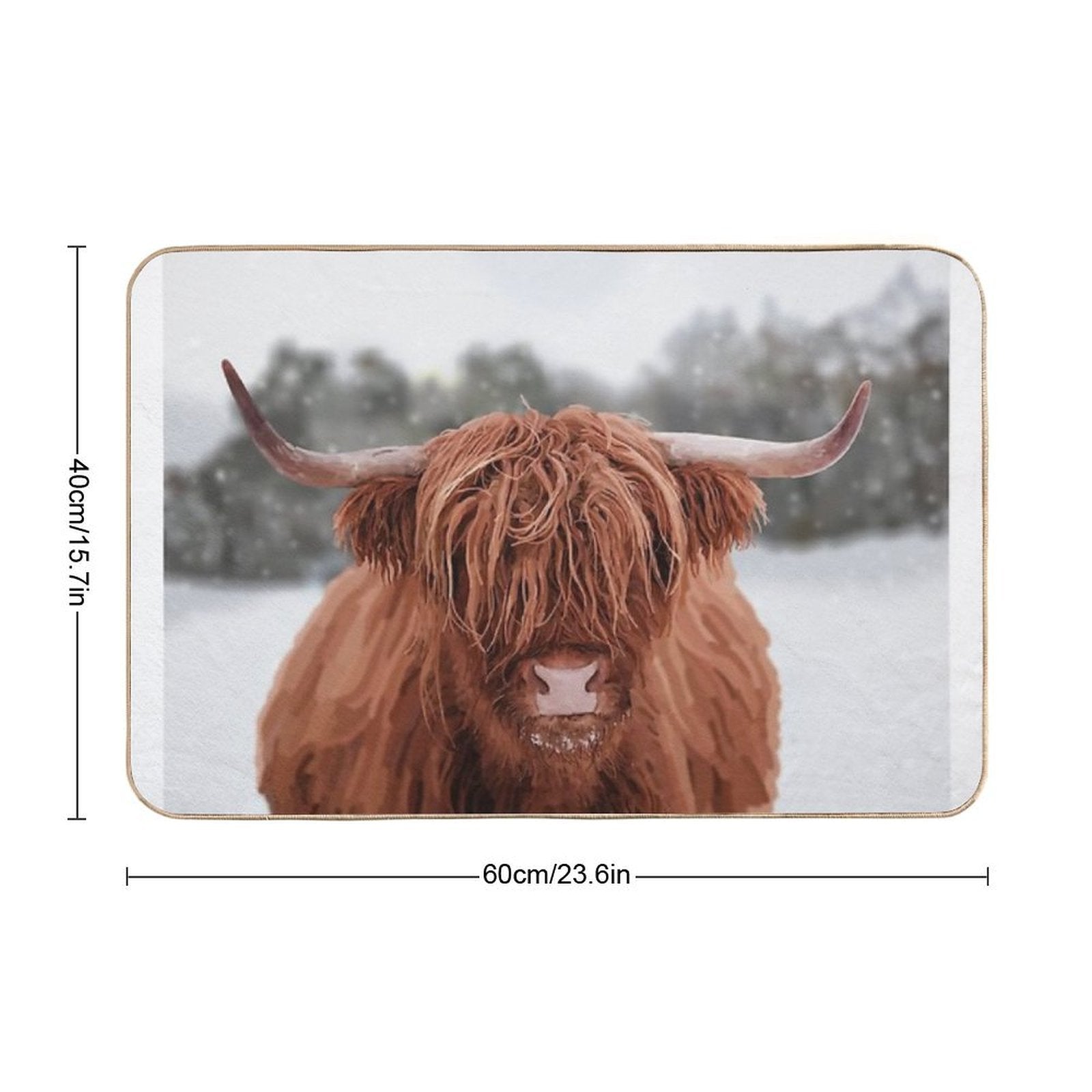 Highland Cow Snow Scene  Toxin-Free Bath Mat