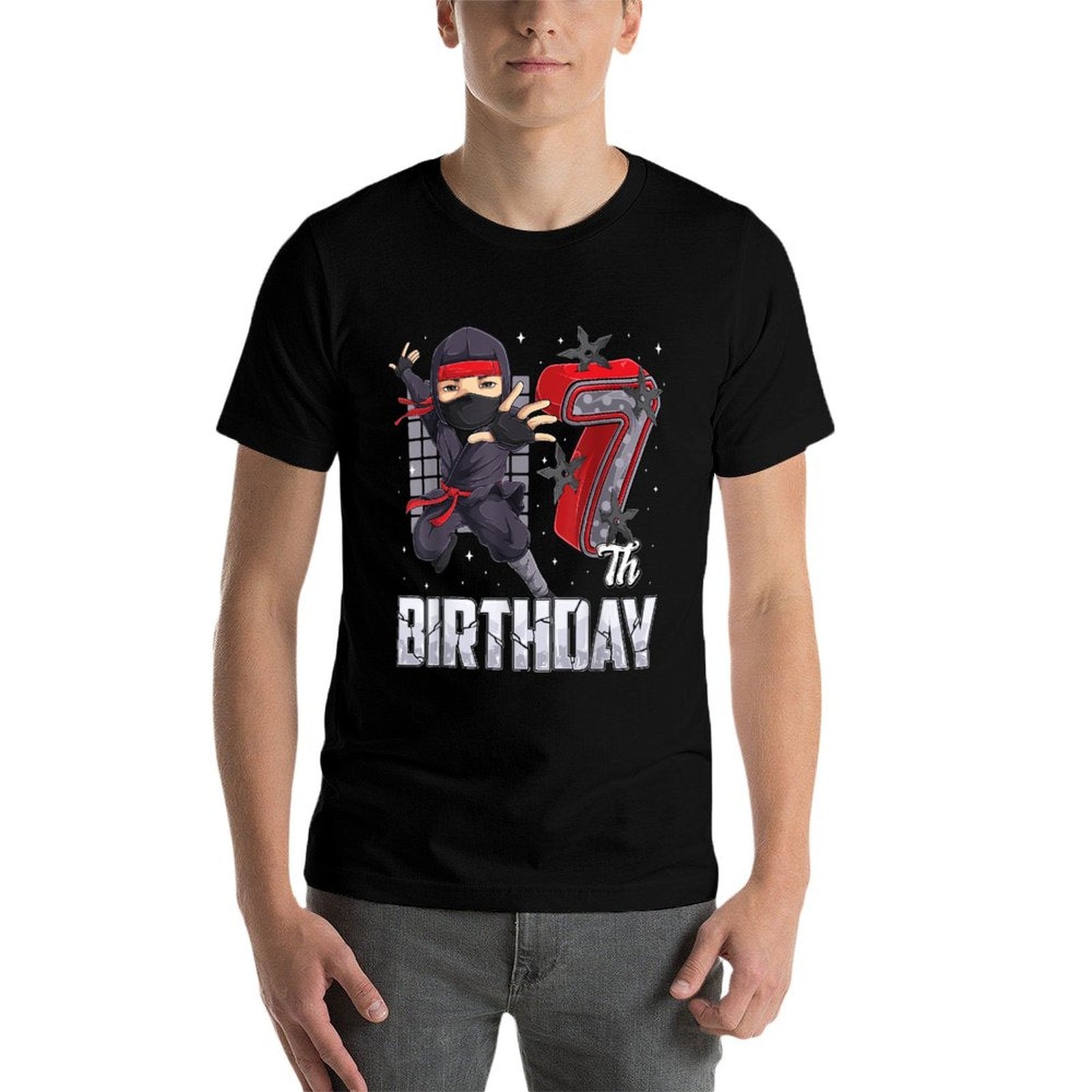 Ninja 7th Birthday Party Theme 7 Seven Year Old Kids Boys  Soft T-Shirt