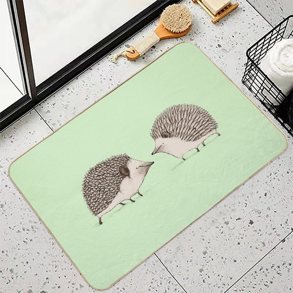 Two Hedgehogs  Slip-Resistant Bath Mat