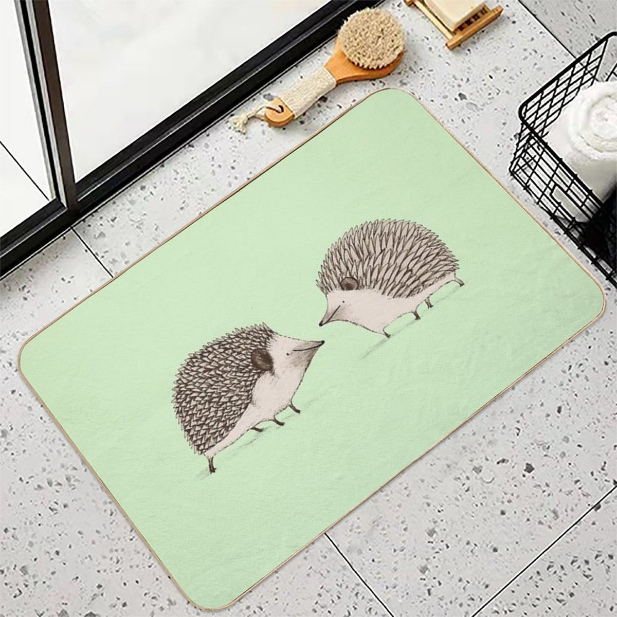 Two Hedgehogs  Slip-Resistant Bath Mat