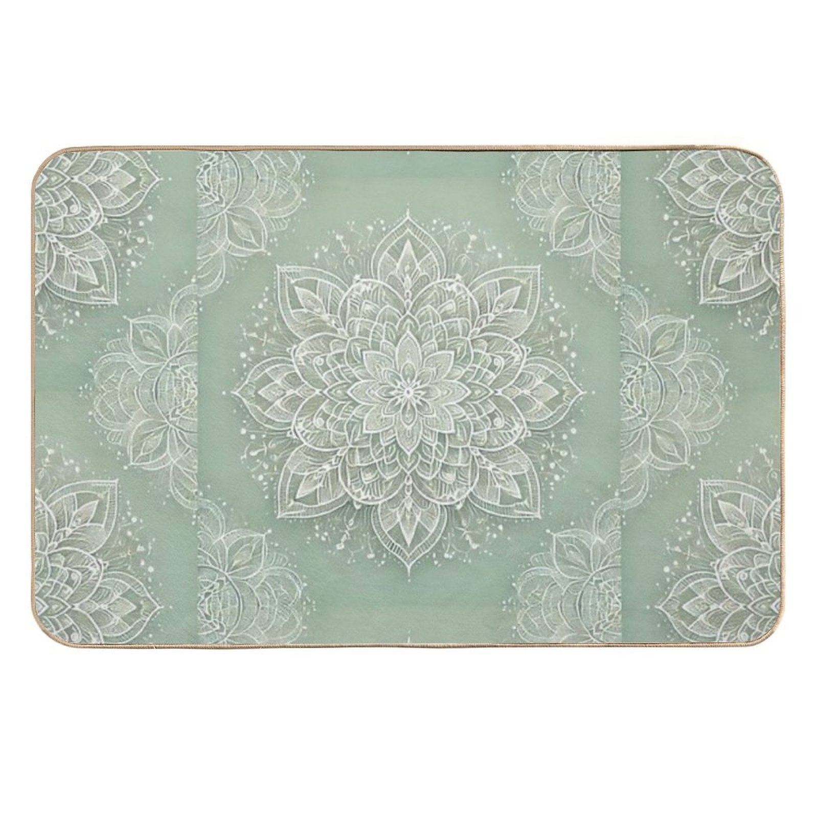 Mandala on Sage Green  Slip-Resistant Bath Mat