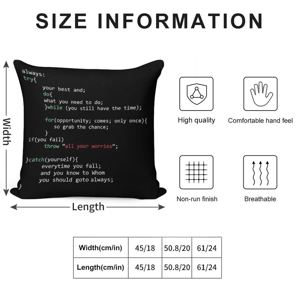 Geek Coder Soft Washable Throw Pillow