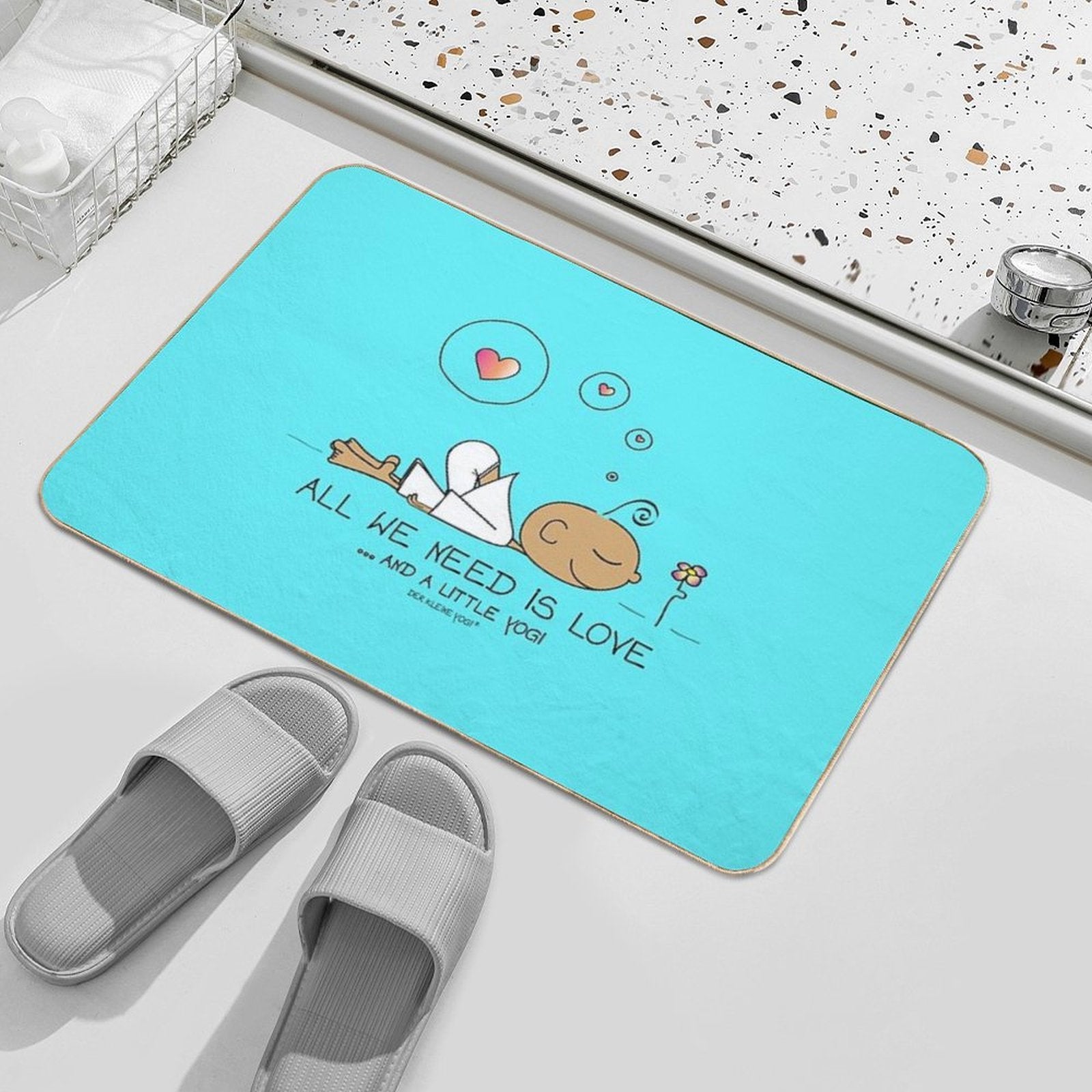 All We Need Is Love And A Litte Yogi  Anti-Trip Bath Mat