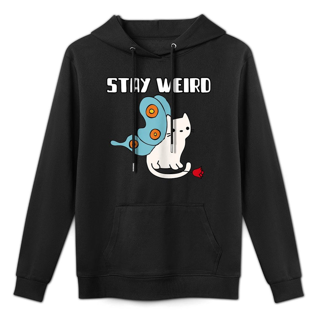 Cute Butterfly Cat And Flower Stay Weird Girl Shrink-Resistant Hoodie