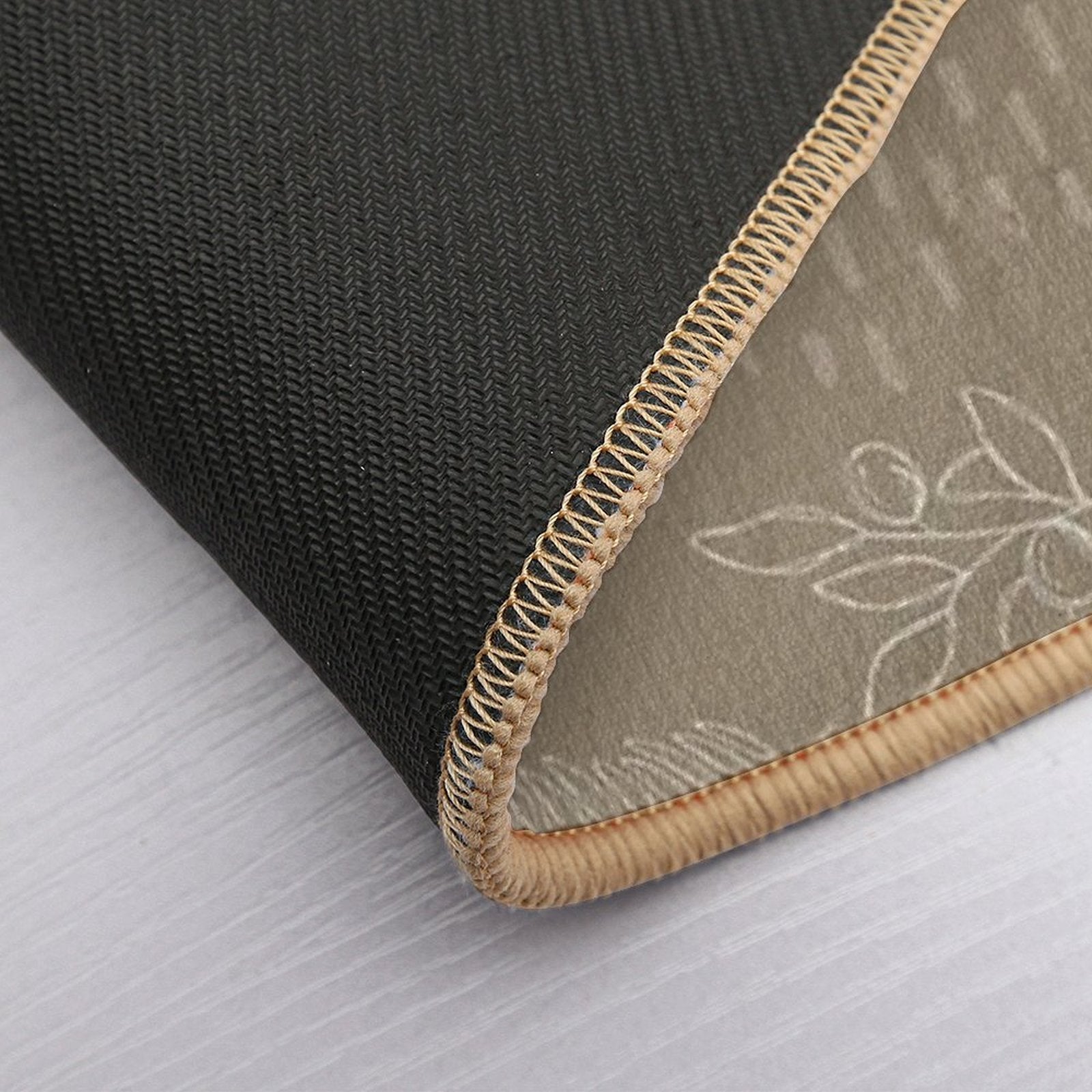Beige Botanical Line Art  Fade-Resistant Bath Mat