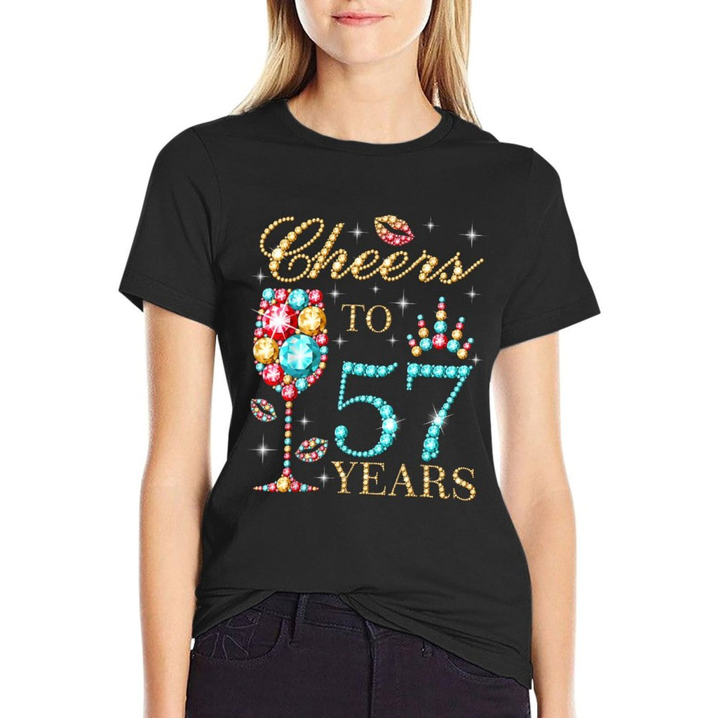 Cheers To 57 Years, 57 Years Old Women, 57 Birthday Cute  Eco-friendly Material T-Shirt
