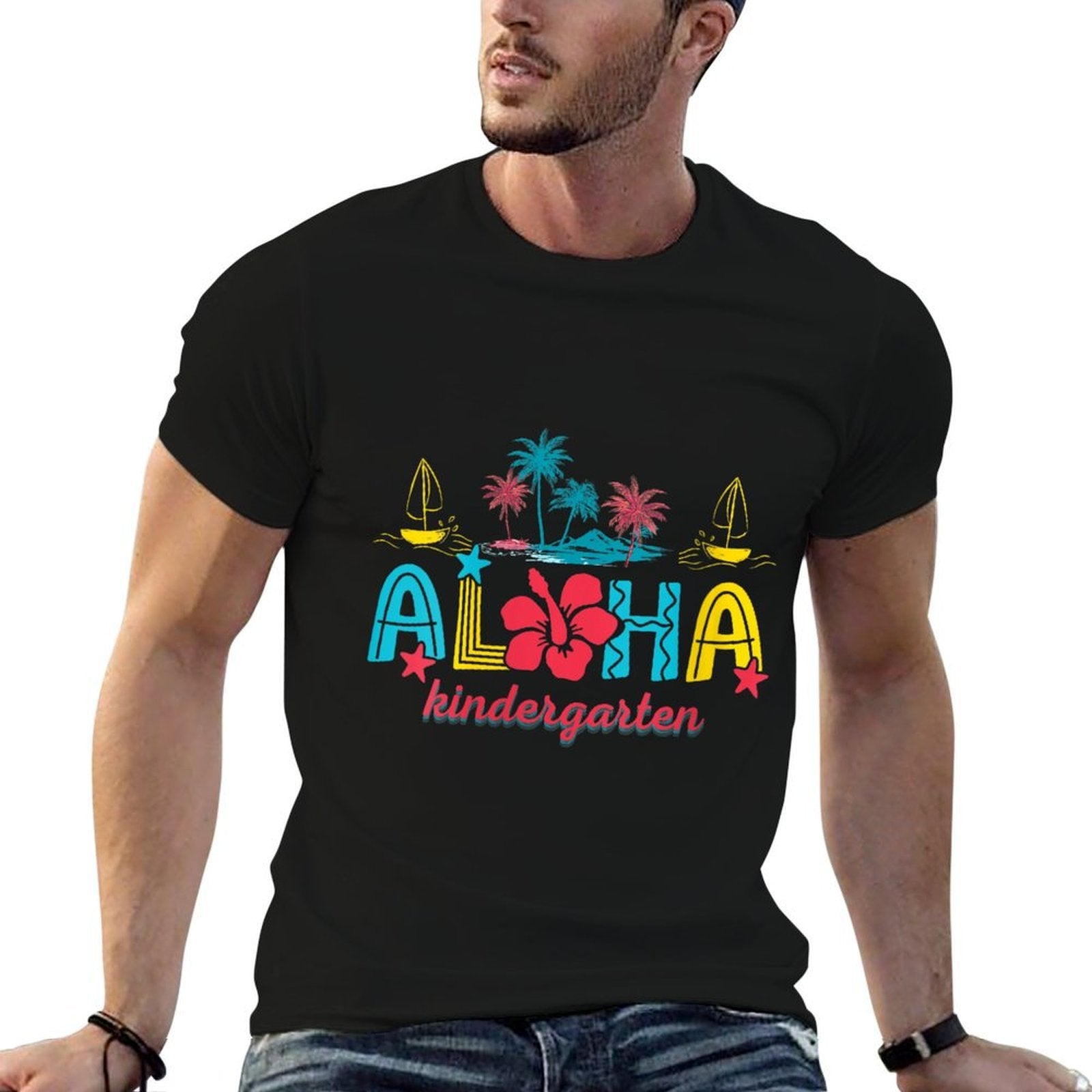 Womens Aloha Kindergarten Summer Beach Vacation Teacher School  Wrinkle-resistant T-Shirt