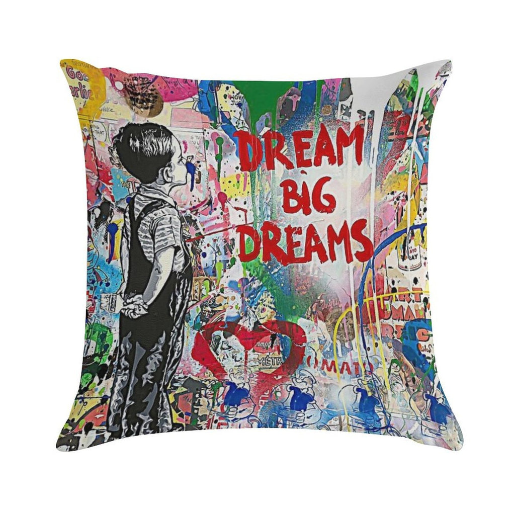 Banksy Dream Big Dreams Soft Hidden Zipper Throw Pillow
