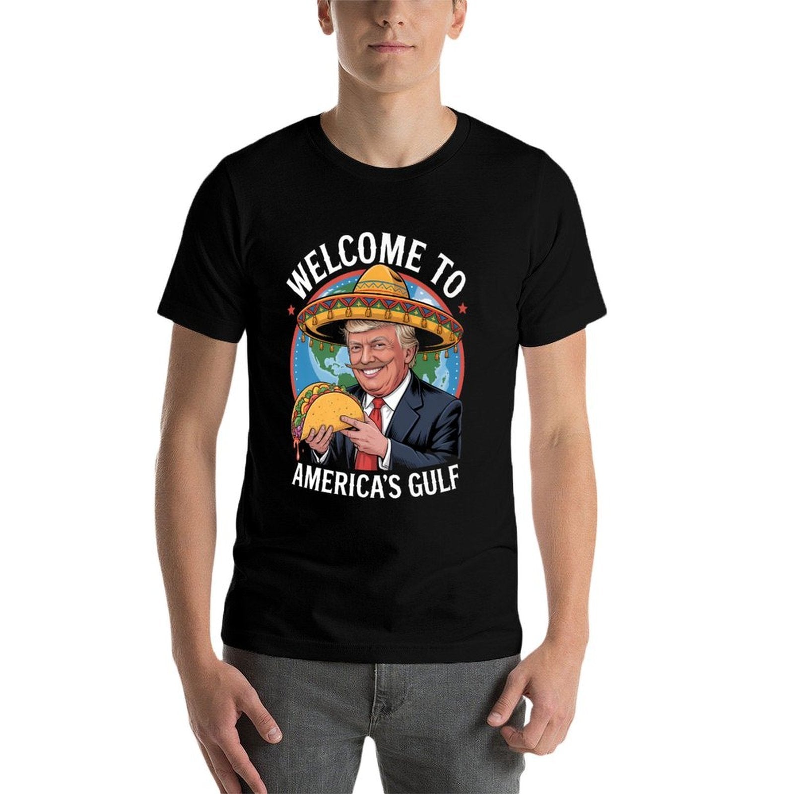 Funny American Graphic Welcome to Americas Gulf Premium  Heathered Texture T-Shirt