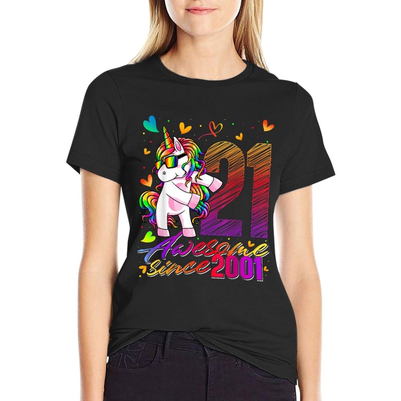 21 Years Old Unicorn Flossing 21st Birthday Unicorn Party  Rolled Sleeves T-Shirt