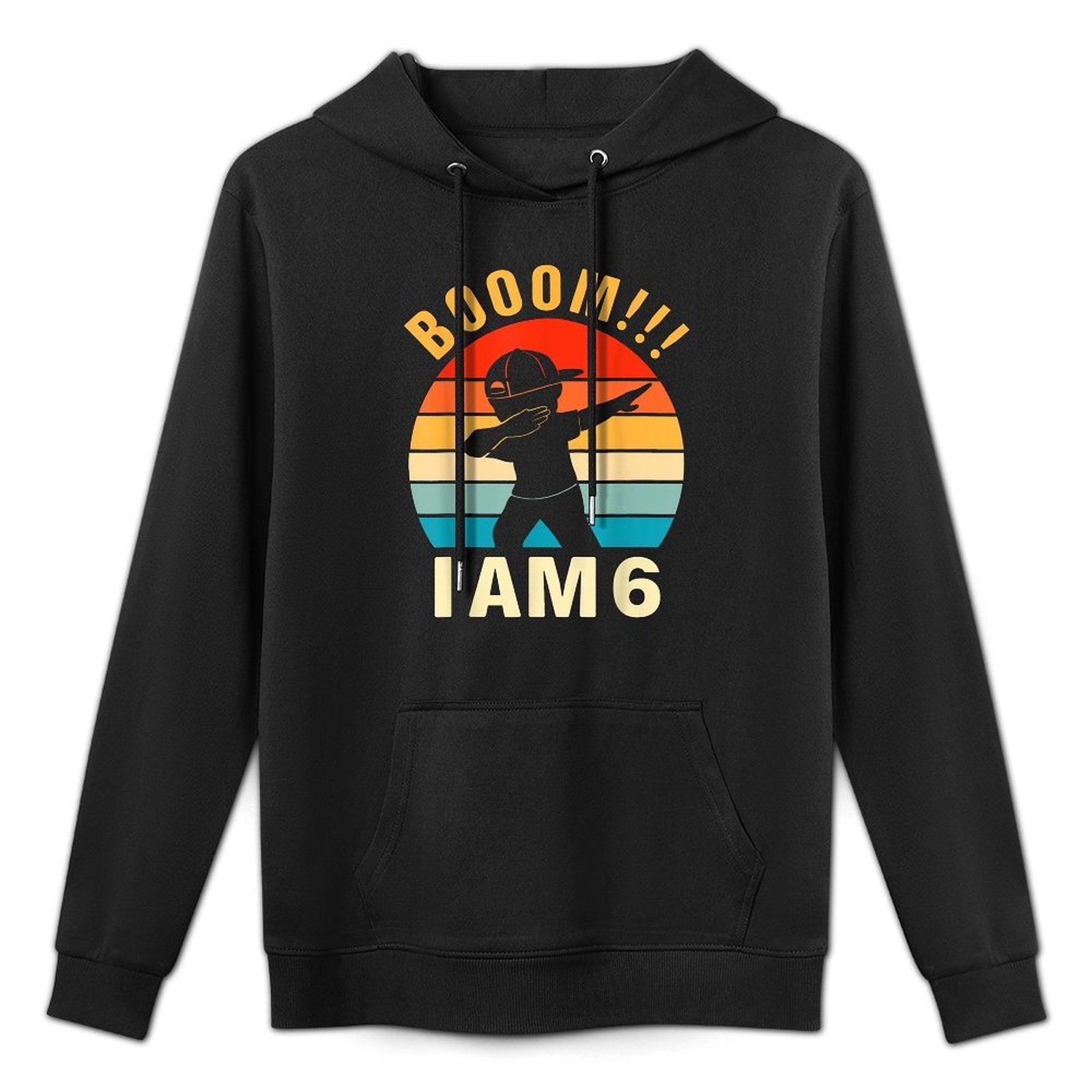 Vintage Boom I Am 6 6th Birthday Boy Love Kids Cotton-Polyester Blend Hoodie