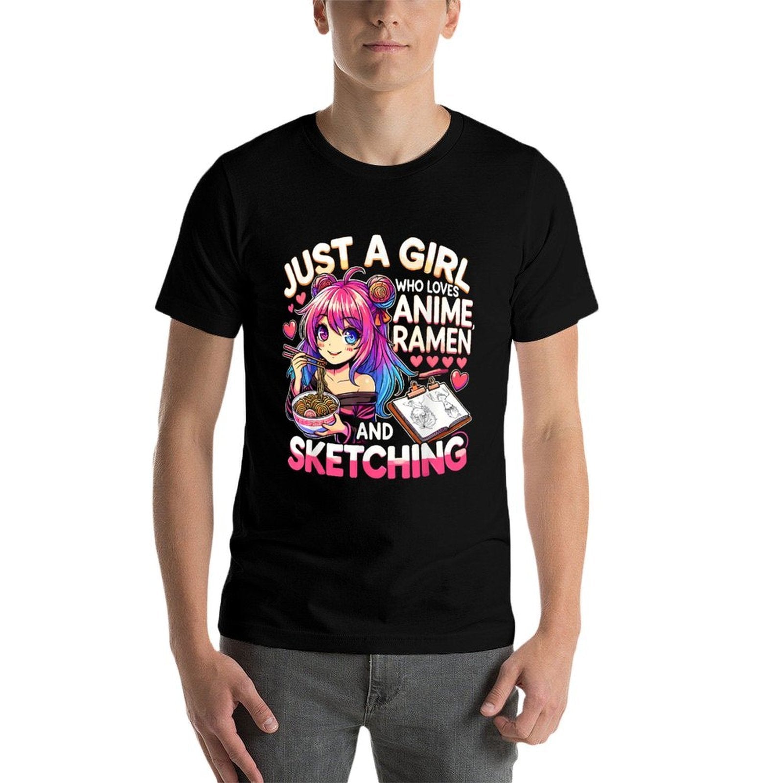 Just A Girl Who Loves Anime Ramen And Sketching, Japan Anime  Cotton T-Shirt