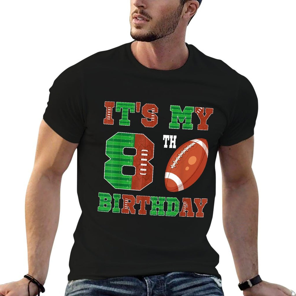 8th Birthday Football Theme 8 Year Old Football Player  Trendy Pattern T-Shirt