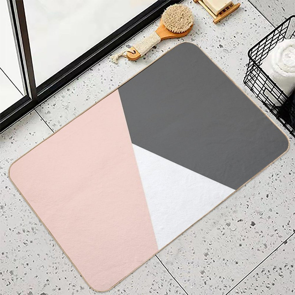 Elegant Blush Pink & Grey Geometric Triangles  Odorless Bath Mat