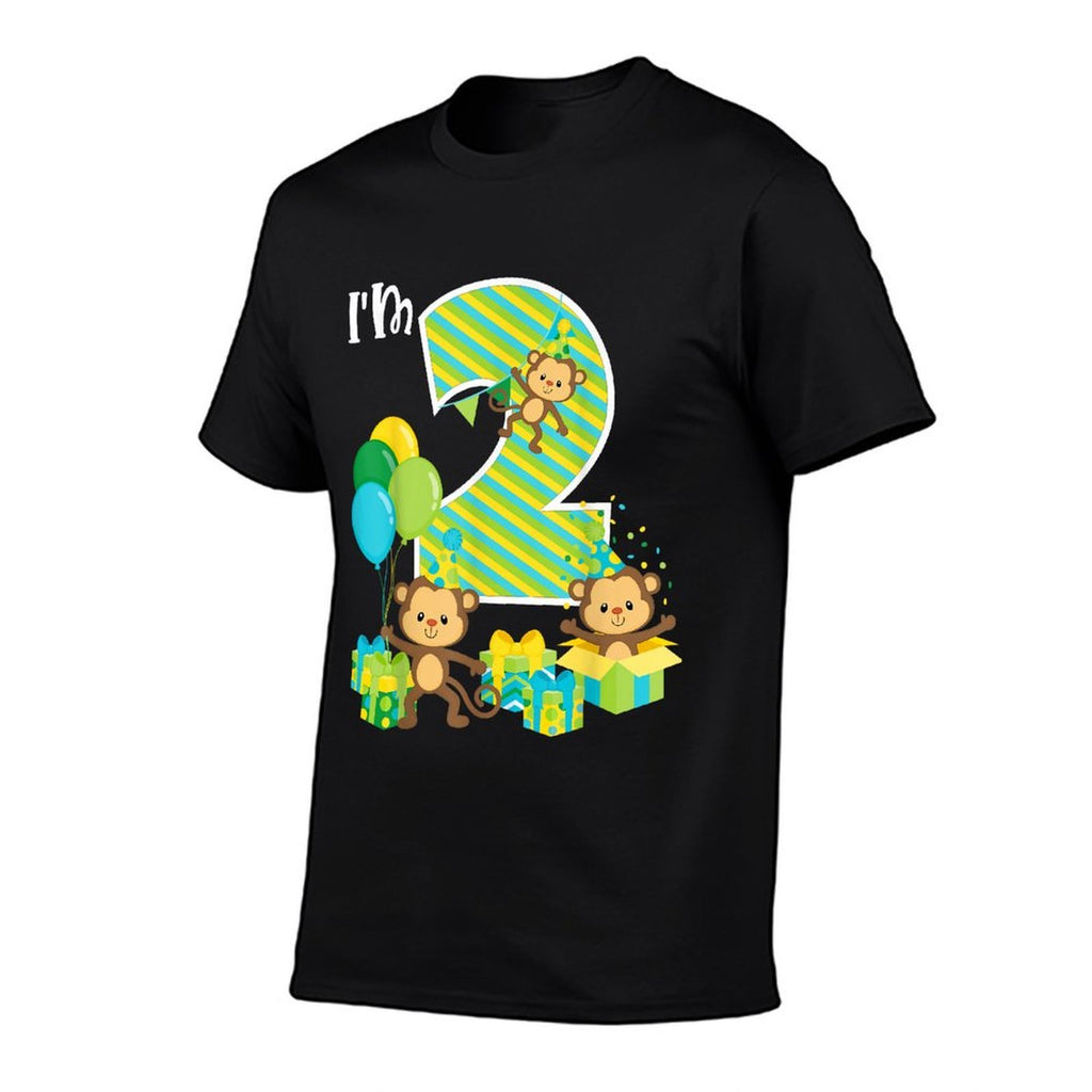 Birthday Monkey 2nd Birthday Party Two Year Old Kid Toddler  Tagless Design T-Shirt