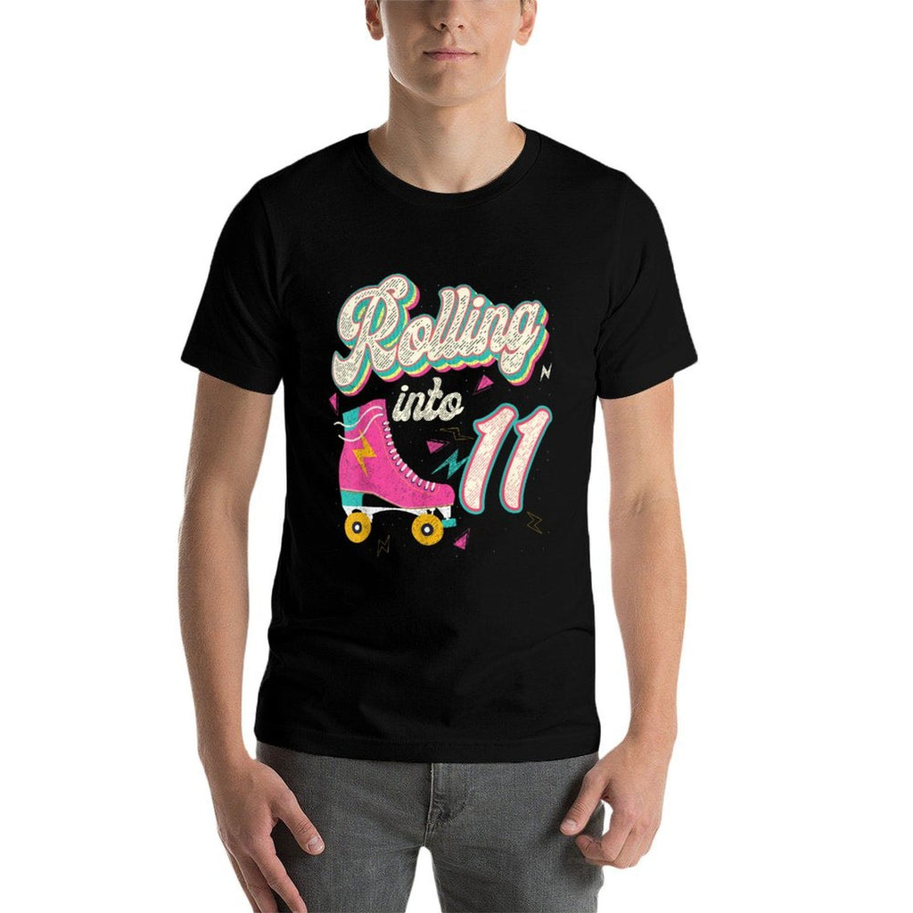 11th Birthday Roller Skates Rolling Into 11 Years Old Bday  Slim-fit Cut T-Shirt