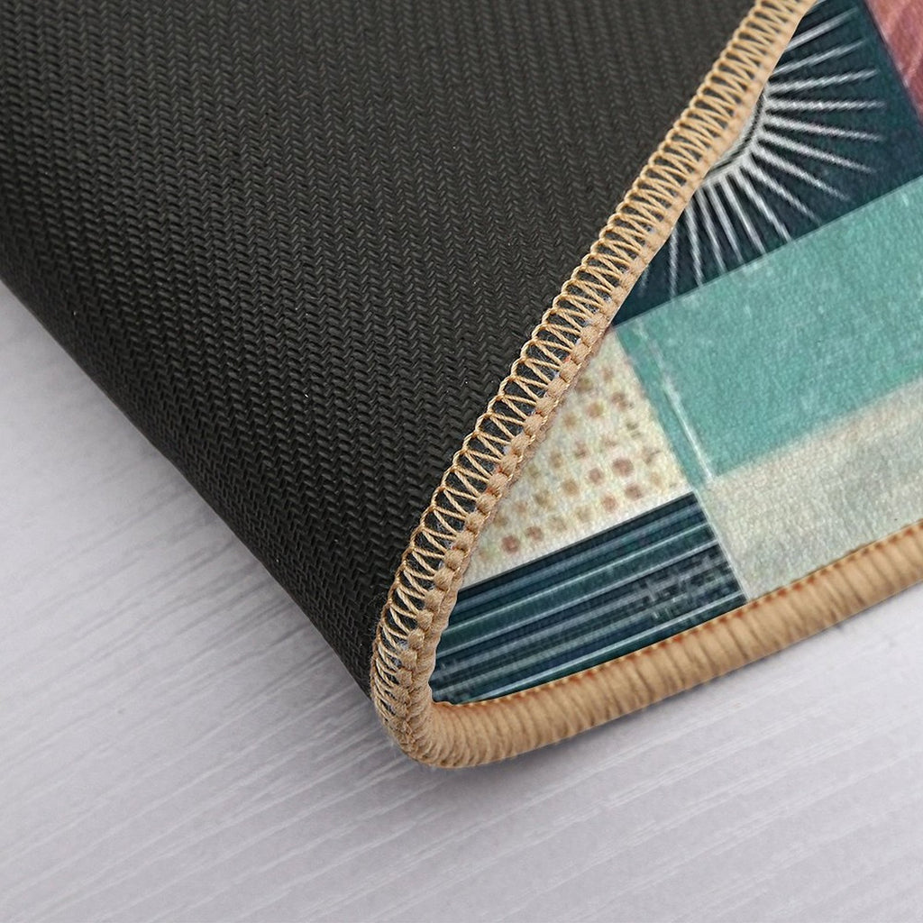 Retro Sixties Patchwork, Sun And The Ocean  High-Traffic Bath Mat