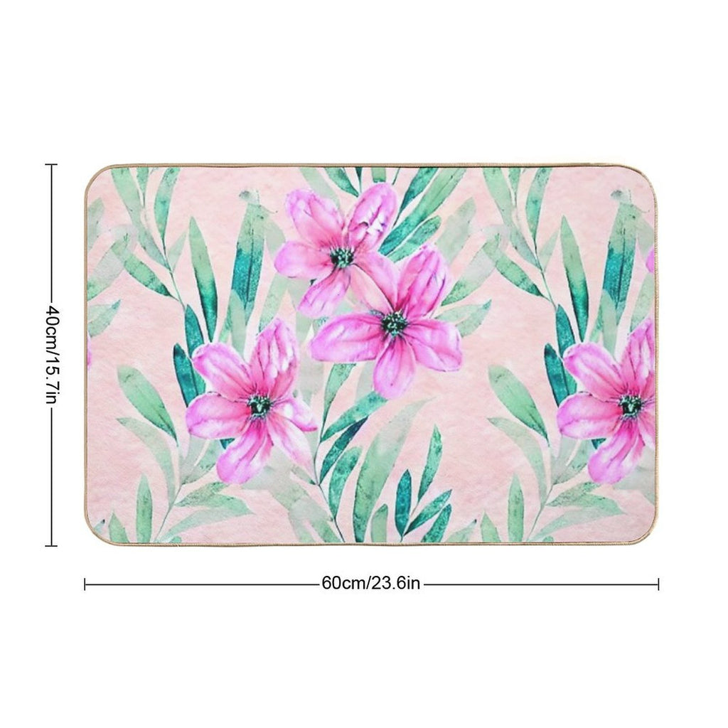 Soft Watercolour Flowers with Foliage  Anti-Trip Bath Mat