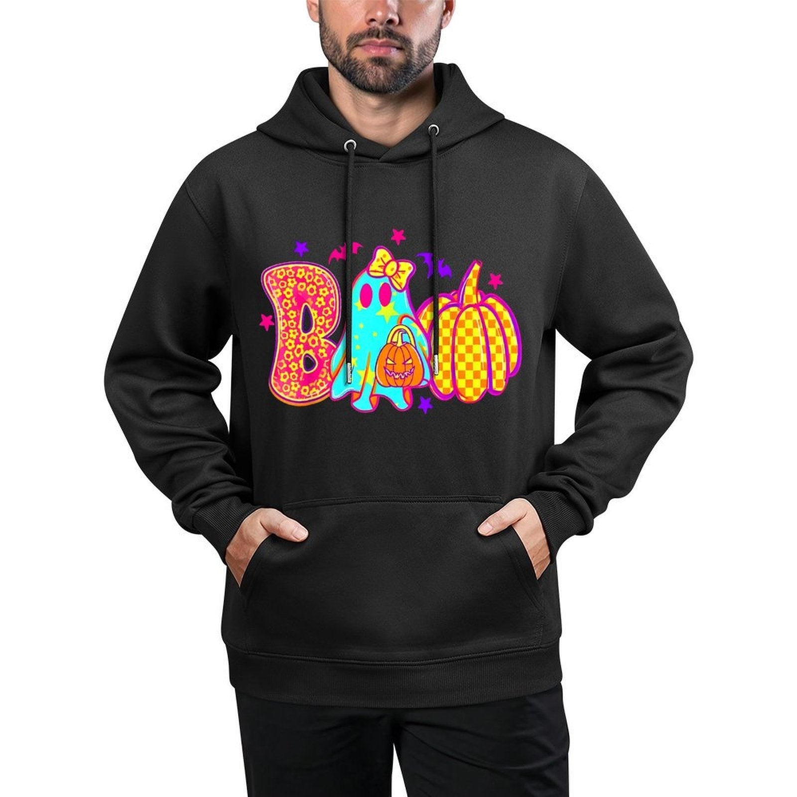 Coquette Bow Boo Ghost Halloween Pumpkin Spooky Season Women Breathable Fabric Hoodie