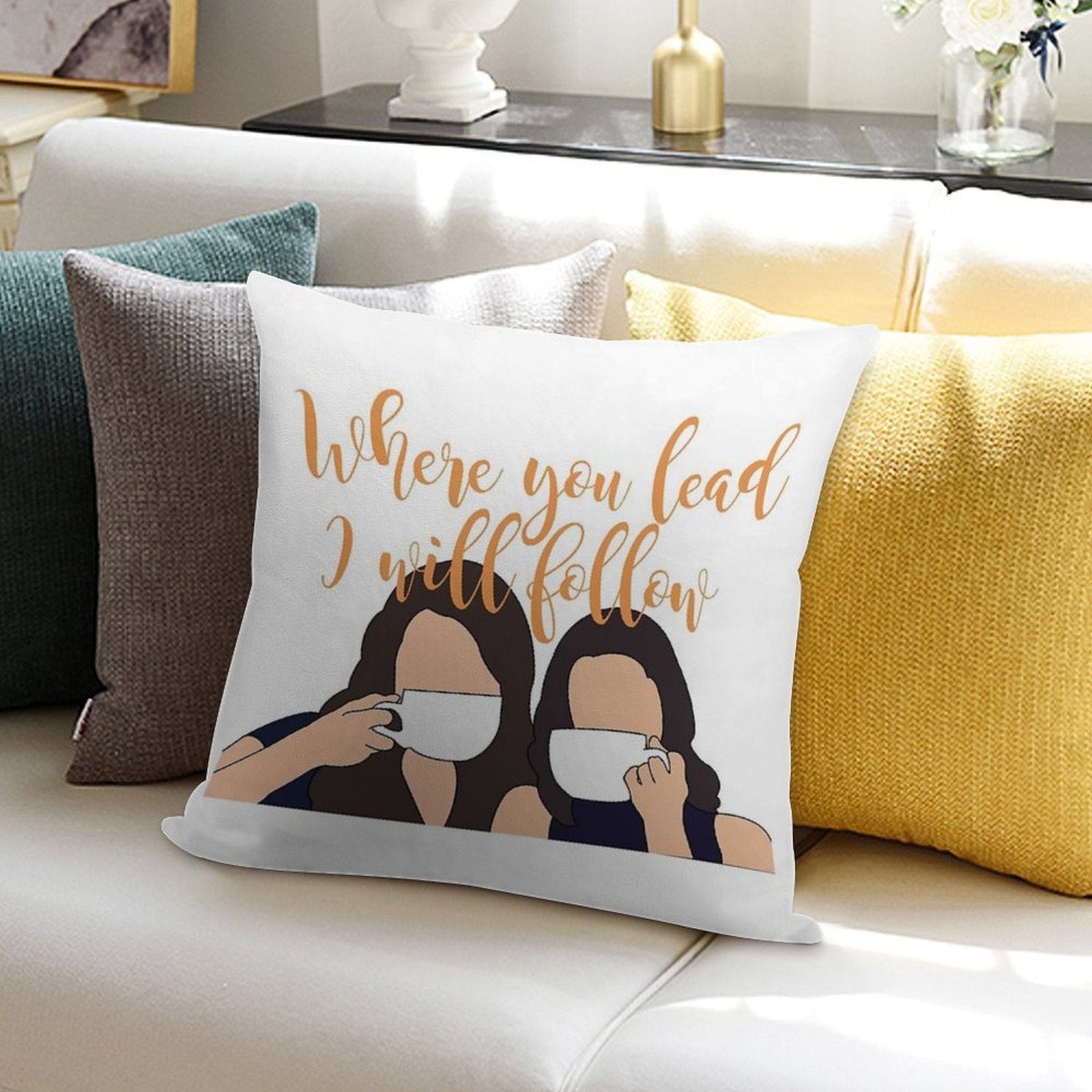 Where You Lead I Will Follow Soft Short Plush Fabric Throw Pillow