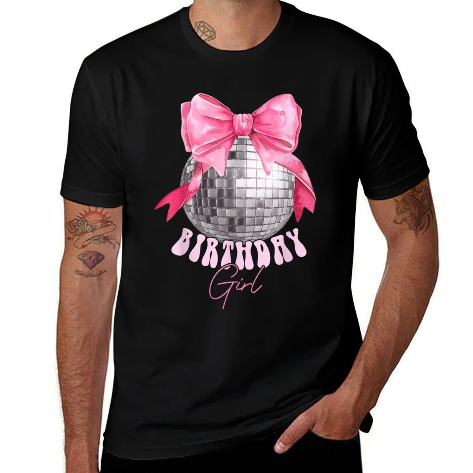 Birthday Girl Coquette Bow Disco Ball Funny Birthday Party  Soft T-Shirt