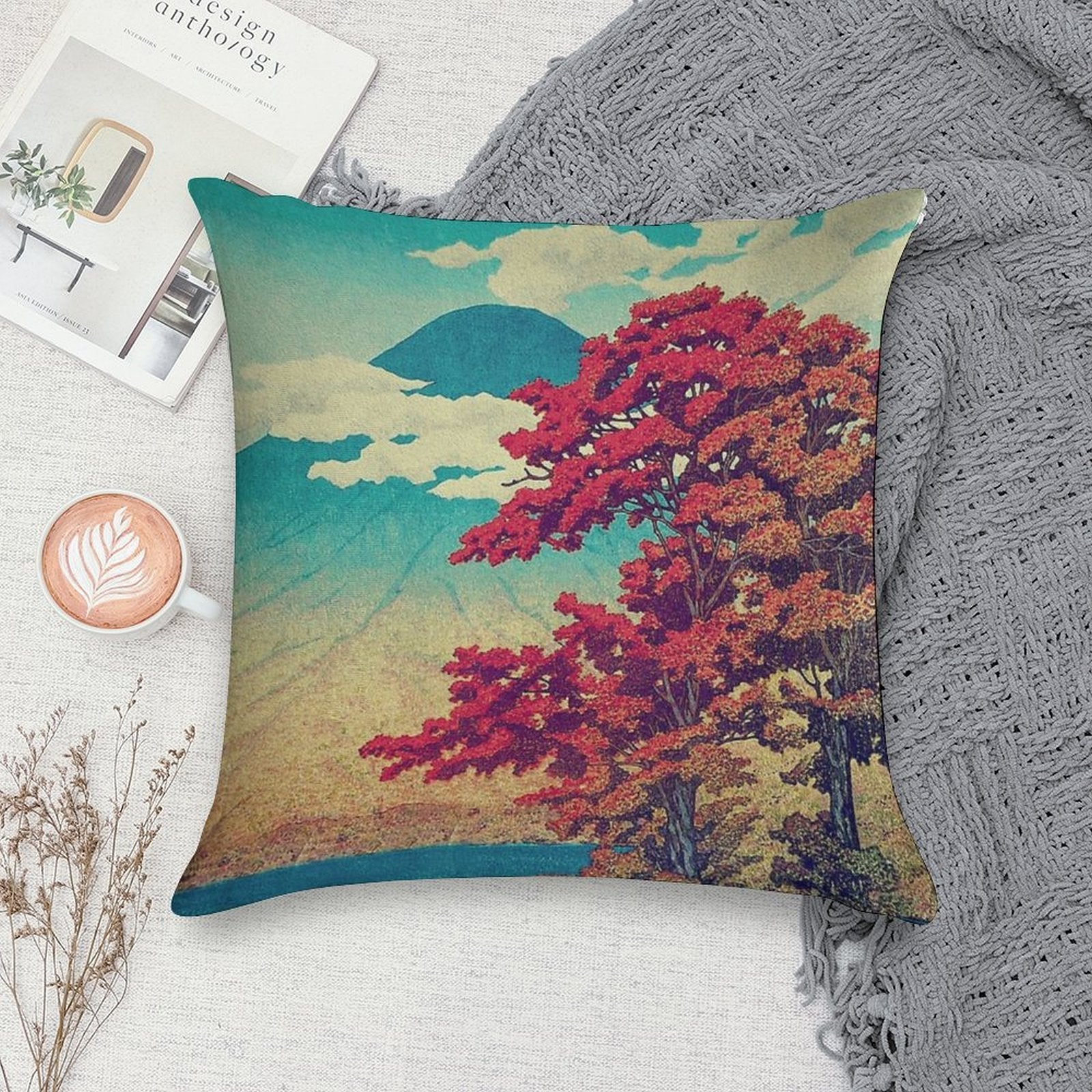 The New Year in Hisseii - Nature Landscape Soft Anti-Pilling Throw Pillow