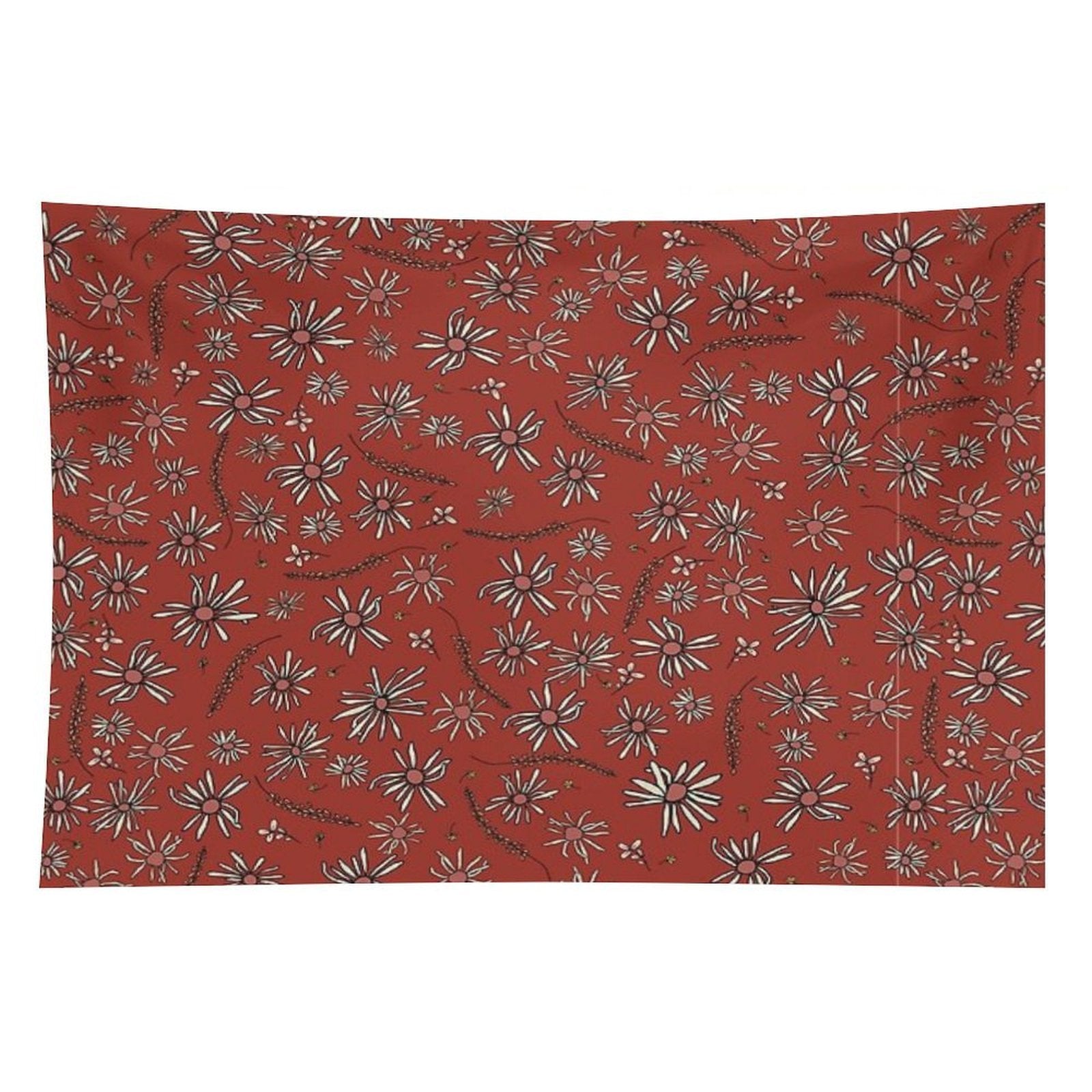 Red Daisy Surface Pattern Design, Wild Flower Art Tapestry