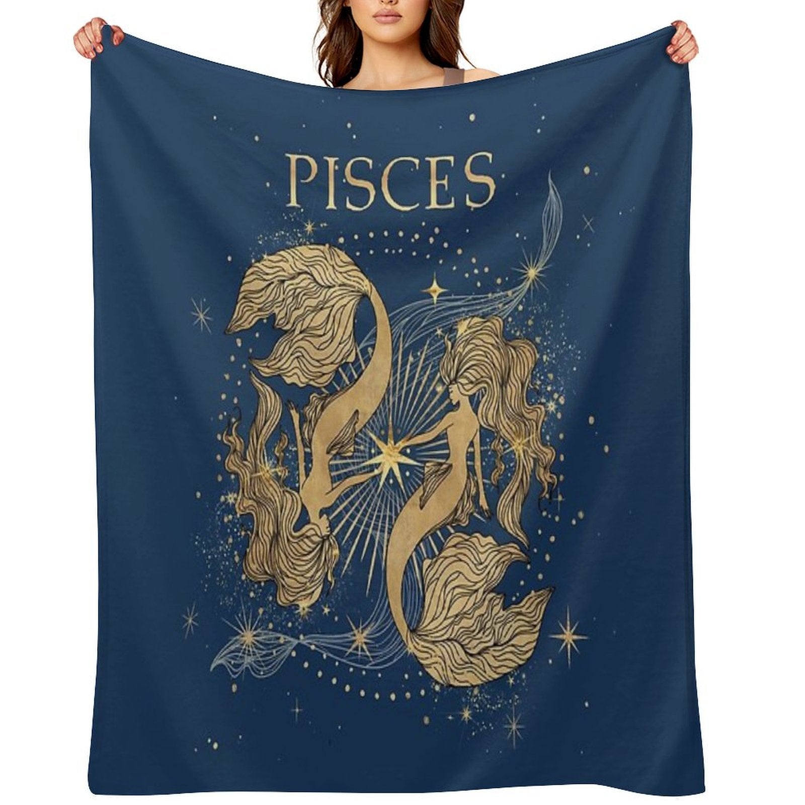 Pisces Zodiac Woman Multi-functional Throw Blanket