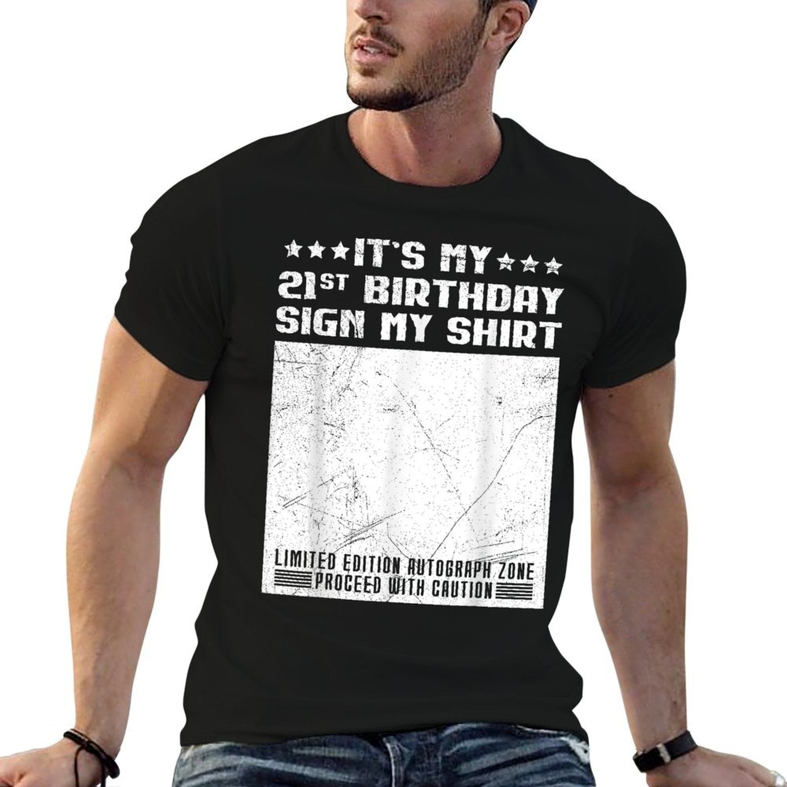 Party It's My 21st Birthday Sign My Guestbook  Oversized Silhouette T-Shirt