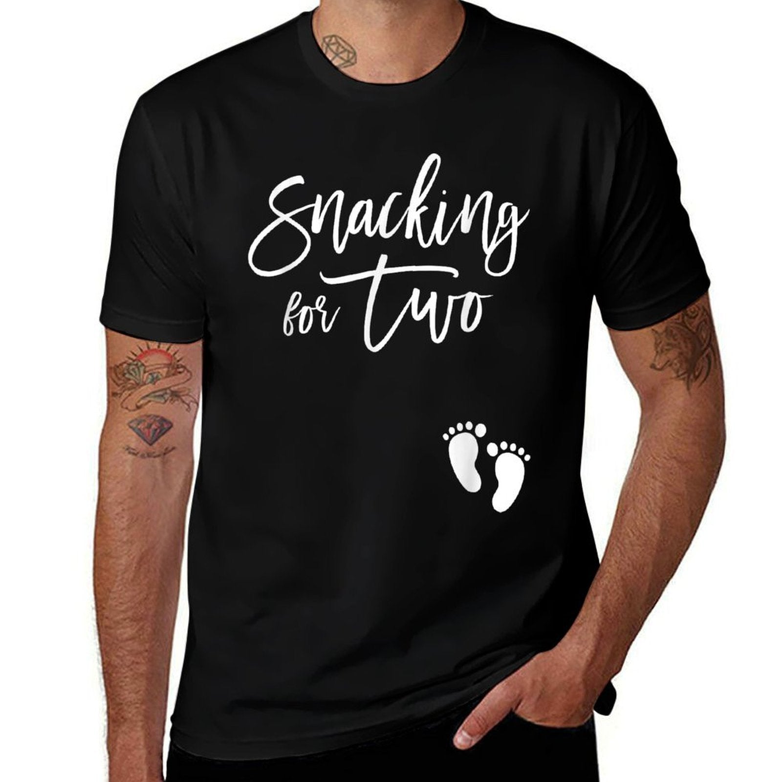 Snacking For Two Cute Pregnancy Announcement Mom To Be  Polyester Blend T-Shirt