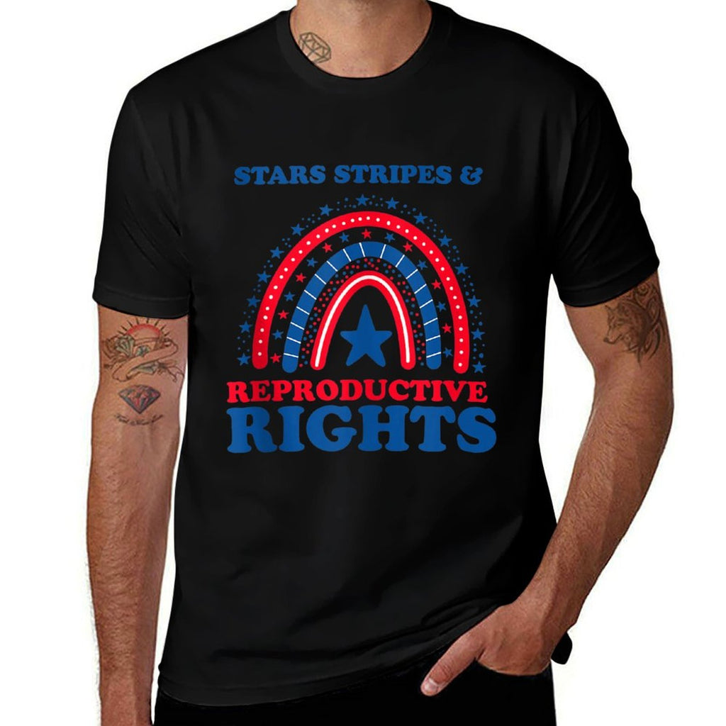 Pro Choice Boho Rainbow Stars Stripes Reproductive Rights  Durable T-Shirt