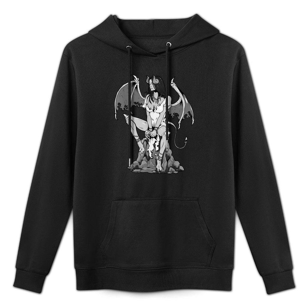 Devil Satan Goth Grunge Demon Gothic Woman Halloween Angel Kangaroo Pocket Hoodie