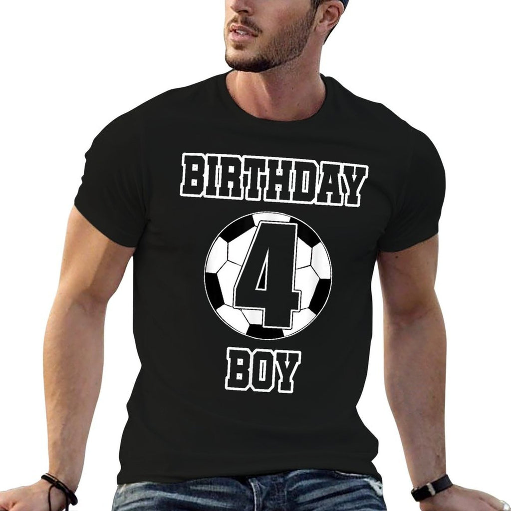 Kids 4th Birthday Soccer Ball For 4 Four Year Old Boy  Tagless Design T-Shirt