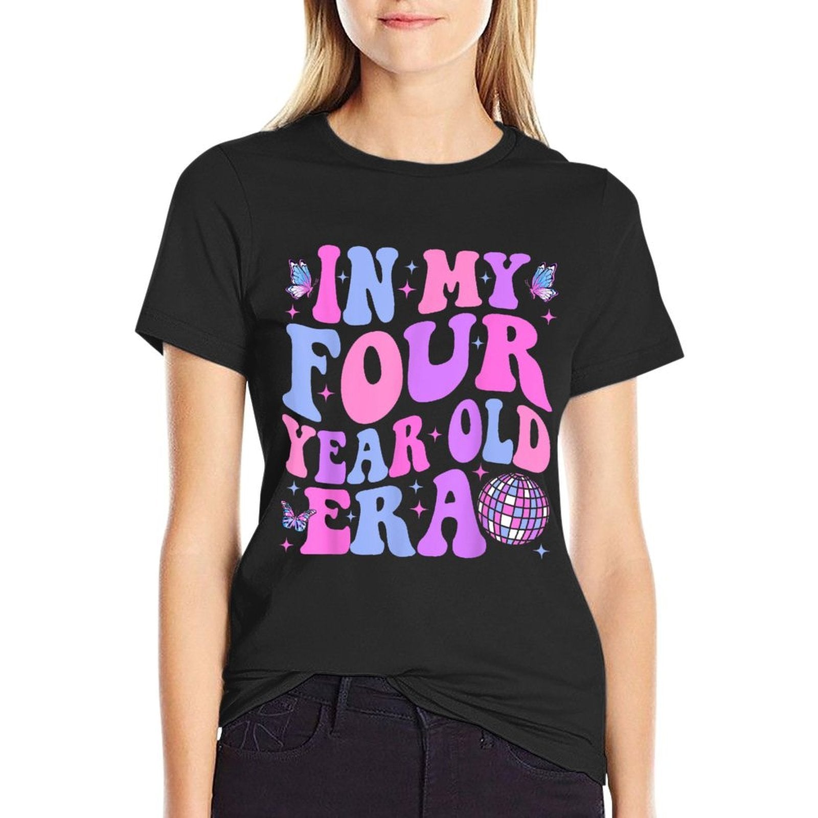 In My Four Year Old Era Girl Boy 4th Birthday 4 Year Old  Heathered Texture T-Shirt