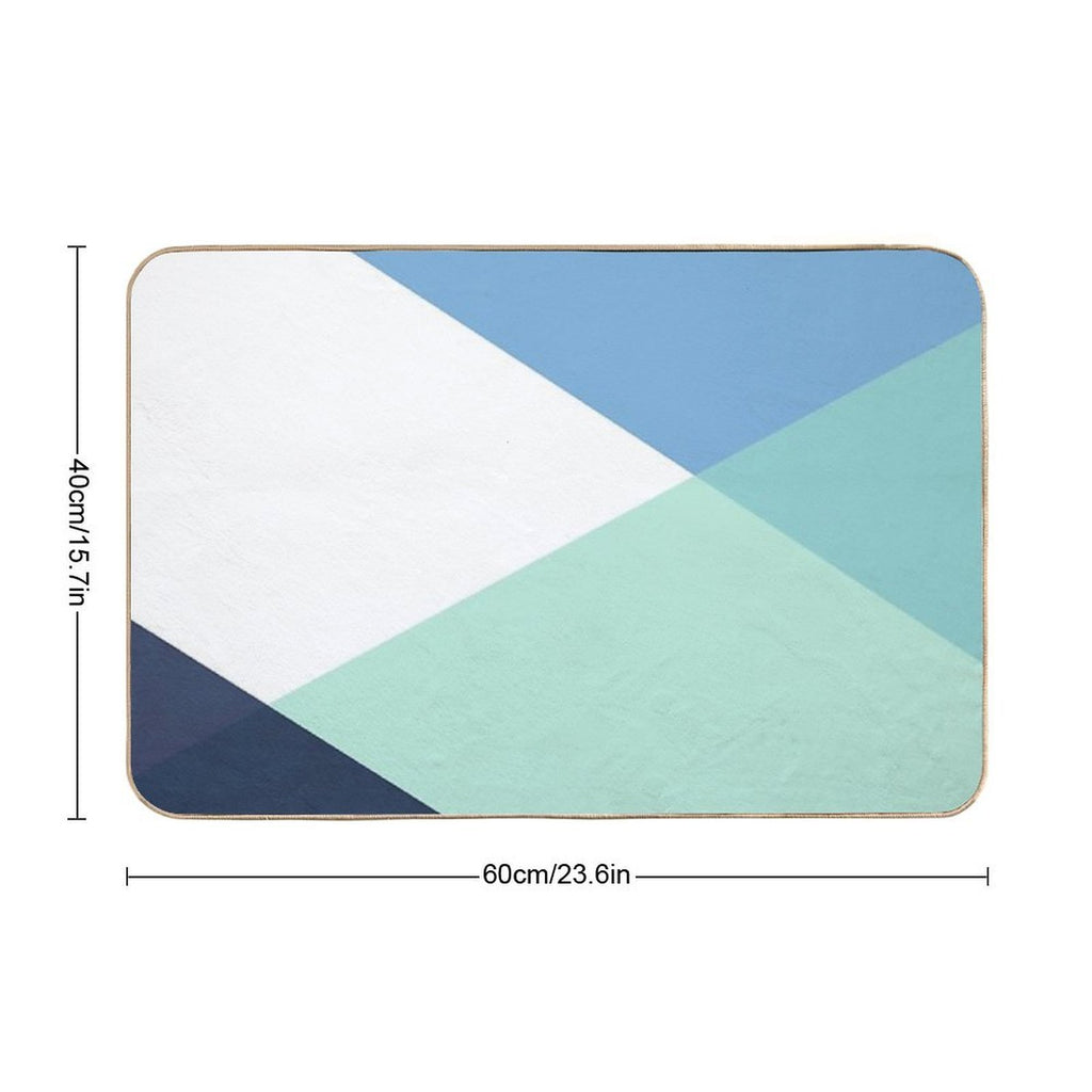 Geometrics - Seafoam & Blue Concrete  Easy Maintenance Bath Mat