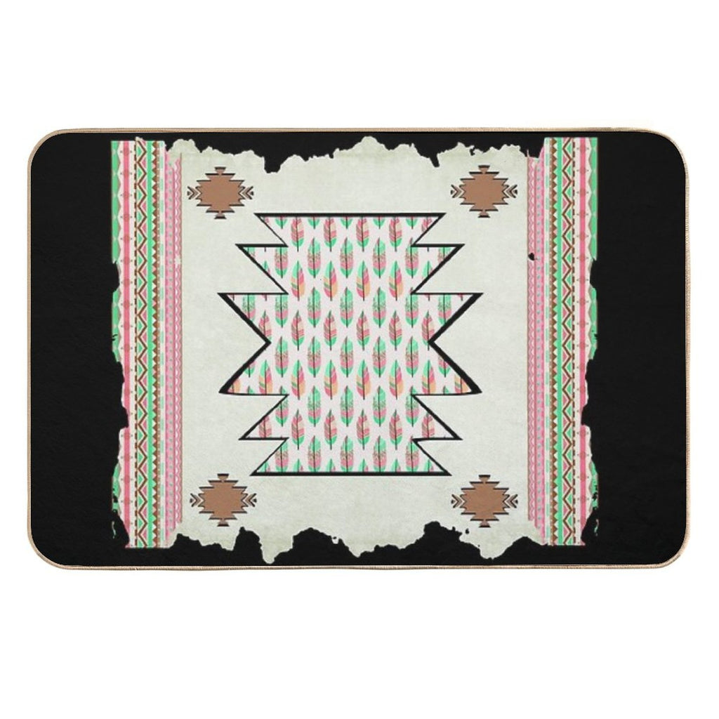 Native American Symbol - Aztec Boho Chic  Absorbent Bath Mat